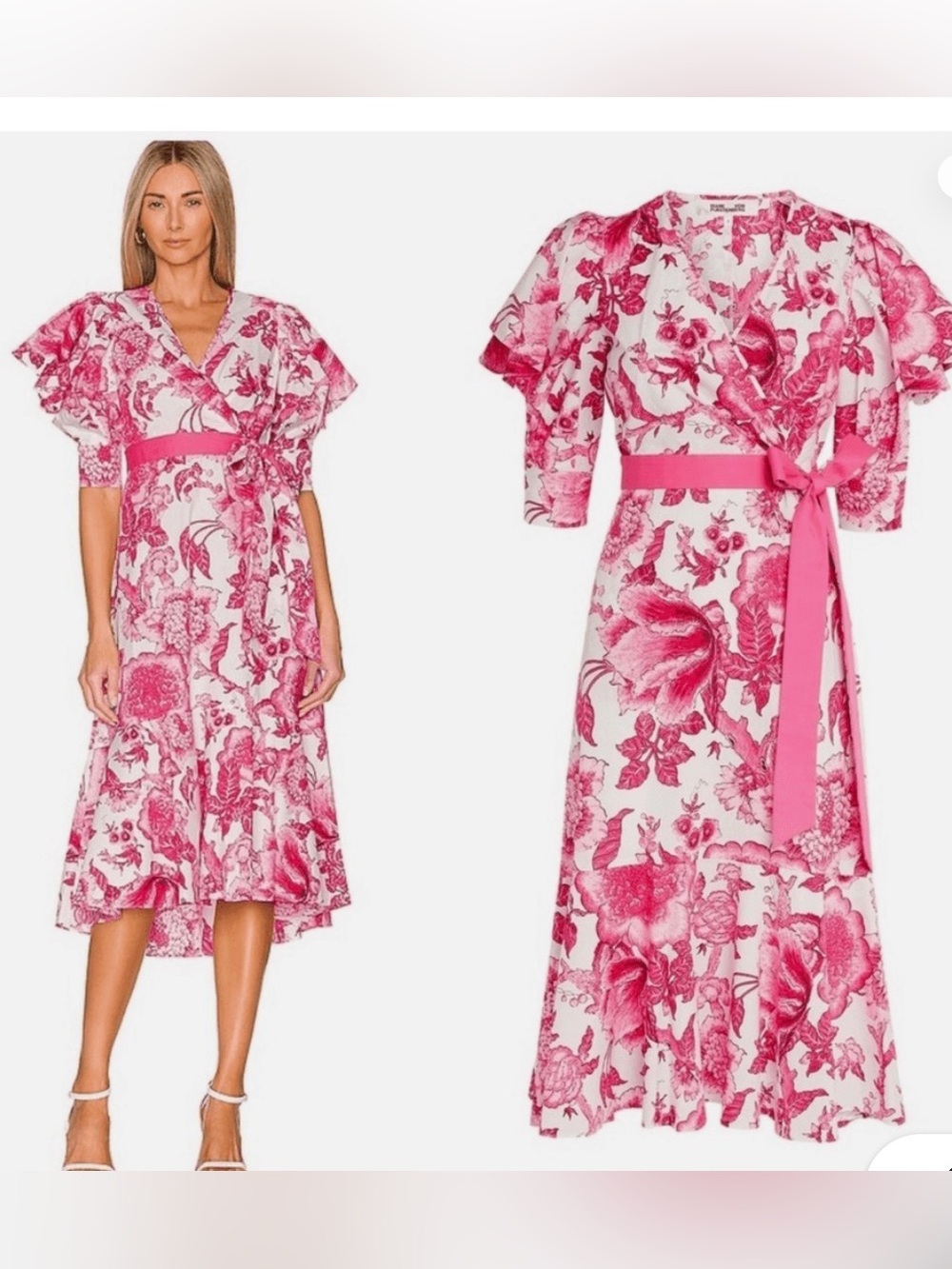 Diane Von Furstenberg Pink Floral Print Dress